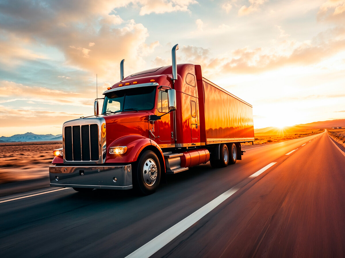 Expedited freight delivery truck on urgent shipment